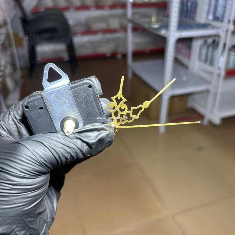 Gold Small Clock Hands With Clock Engine or Mechanism