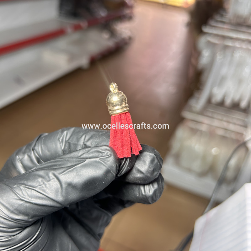 Red Gold Cap Leather Tassel