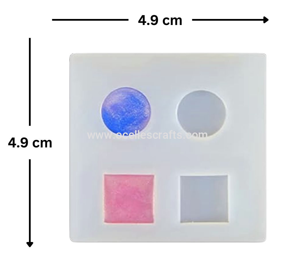 4 Cavity Square and Round Stud Earring Mold