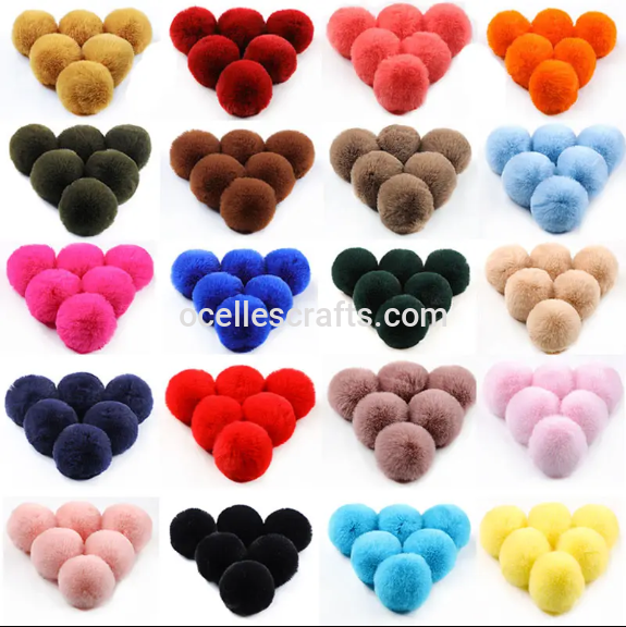 8cm Faux Fur Pompom With Elastic Cord. (DOES HOT INCLUDE KEYRING)