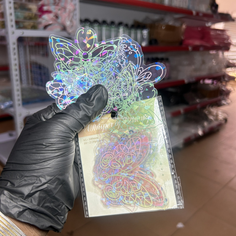 20 pcs Mixed Colors Holographic Butterfly Stickers