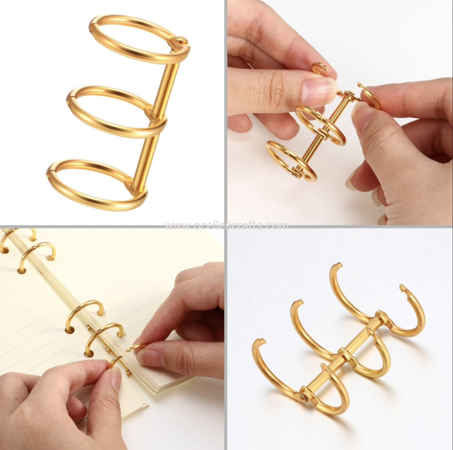 2Pcs 3-ring Gold Binder Rings