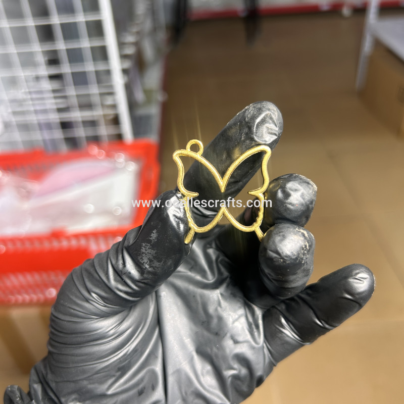 Gold Butterfly open back bezel for pendant or earring