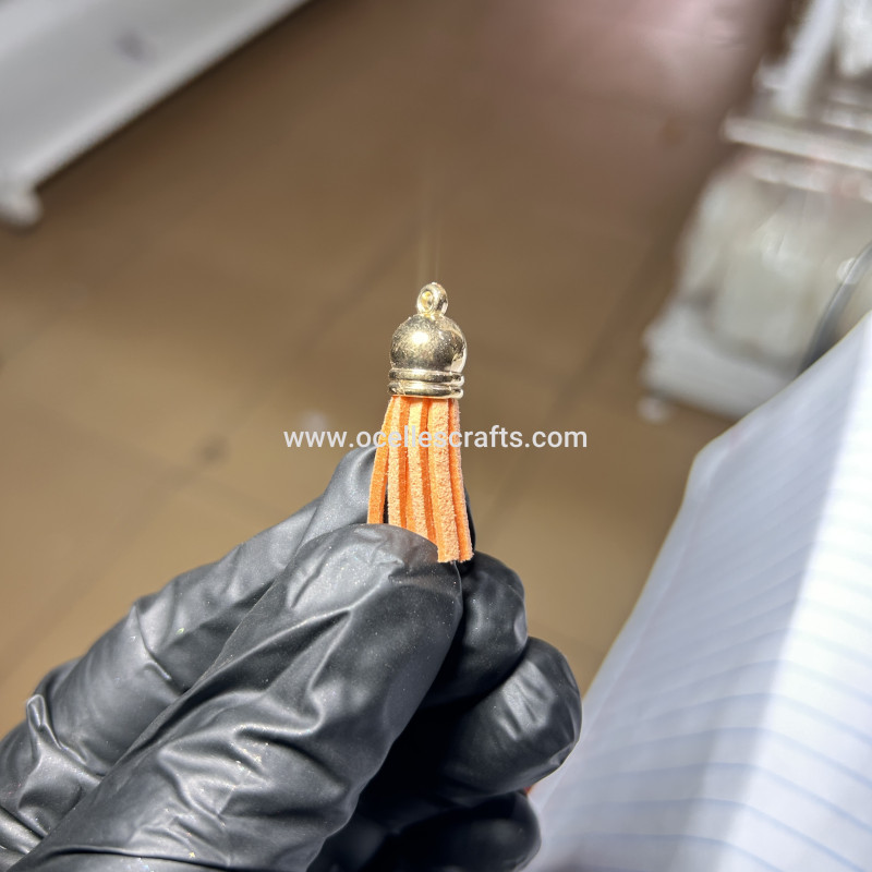 Orange Gold Cap Leather Tassel