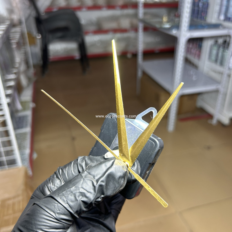 Gold Medium Clock Hands With Clock Engine or Mechanism