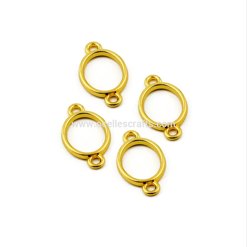 6pcs gold oval bracelet open back bezel