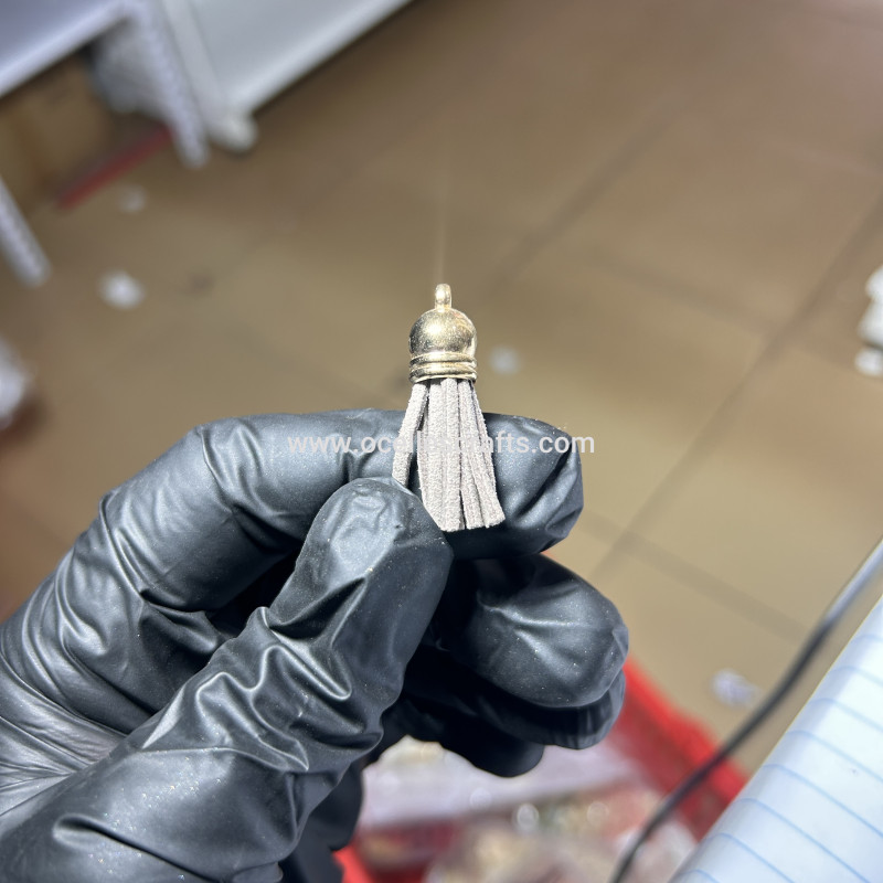 Grey Gold Cap Leather Tassel