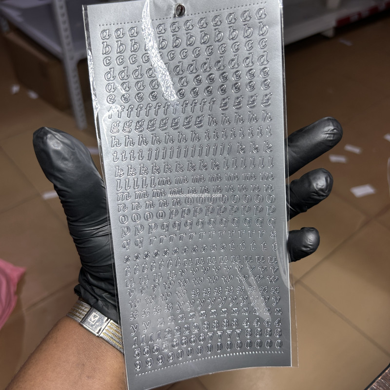 PVC Silver Lowercase Alphabet Sticker with Numbers