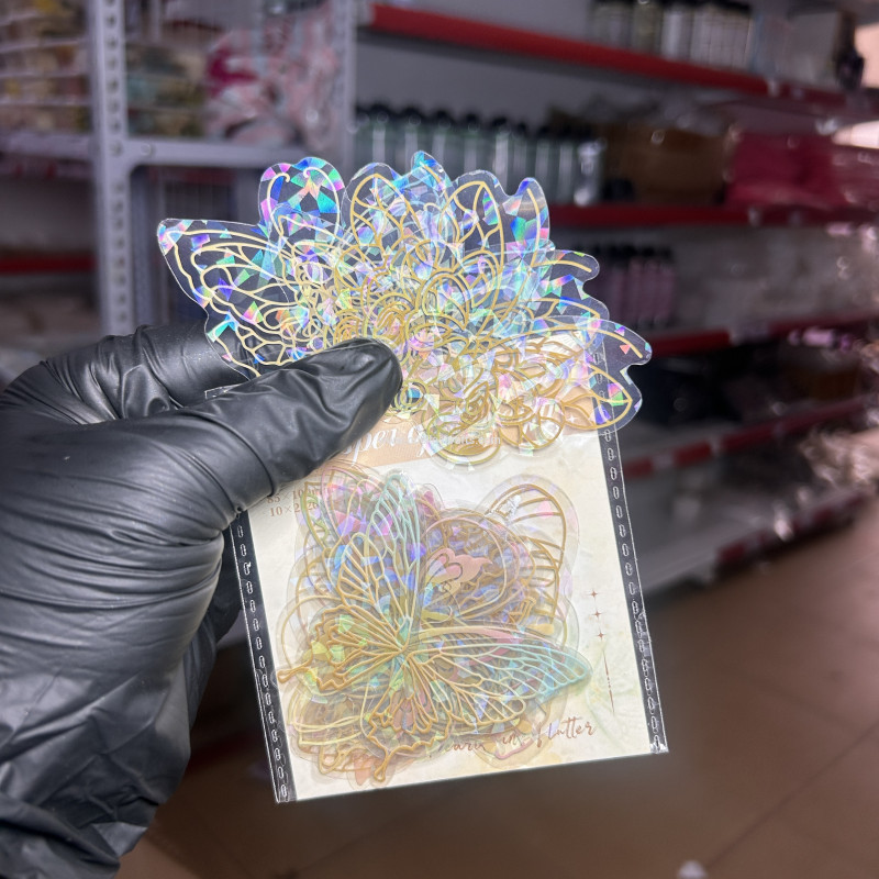 20 pcs Gold Holographic Butterfly Stickers