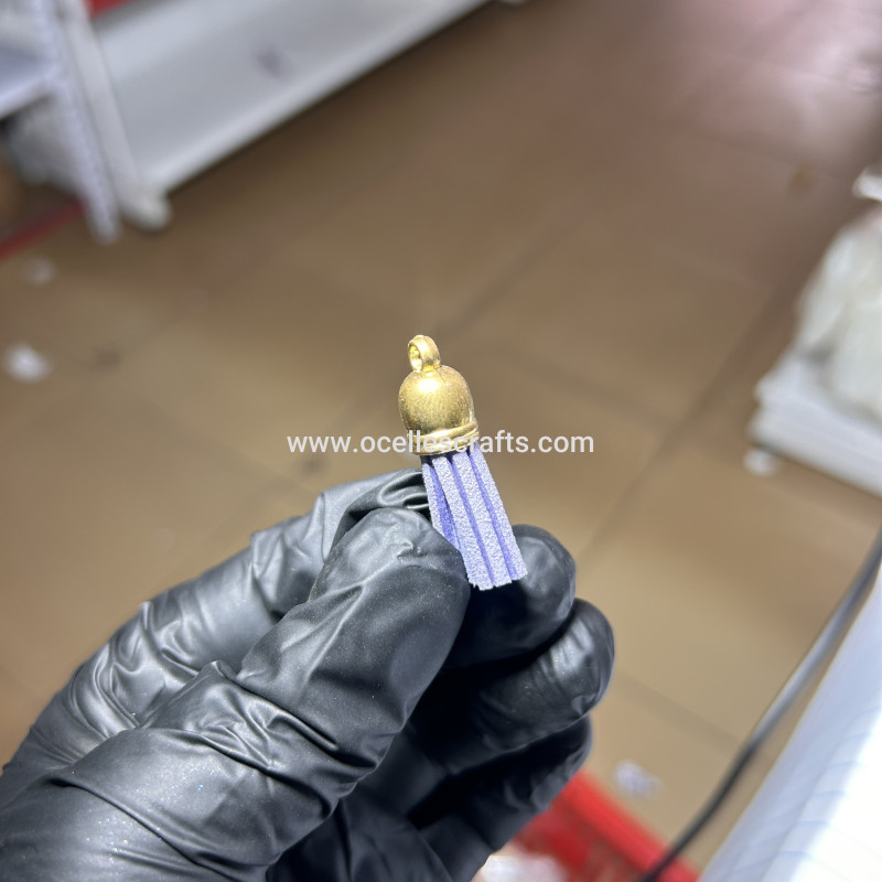 Lavender Gold Cap Leather Tassel