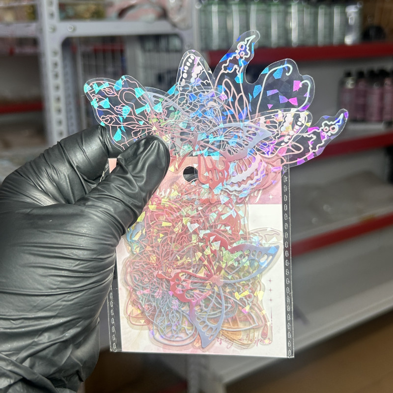 20 pcs Pink Holographic Butterfly Stickers