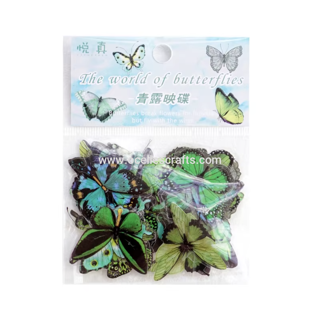 40pcs Green butterfly Stickers