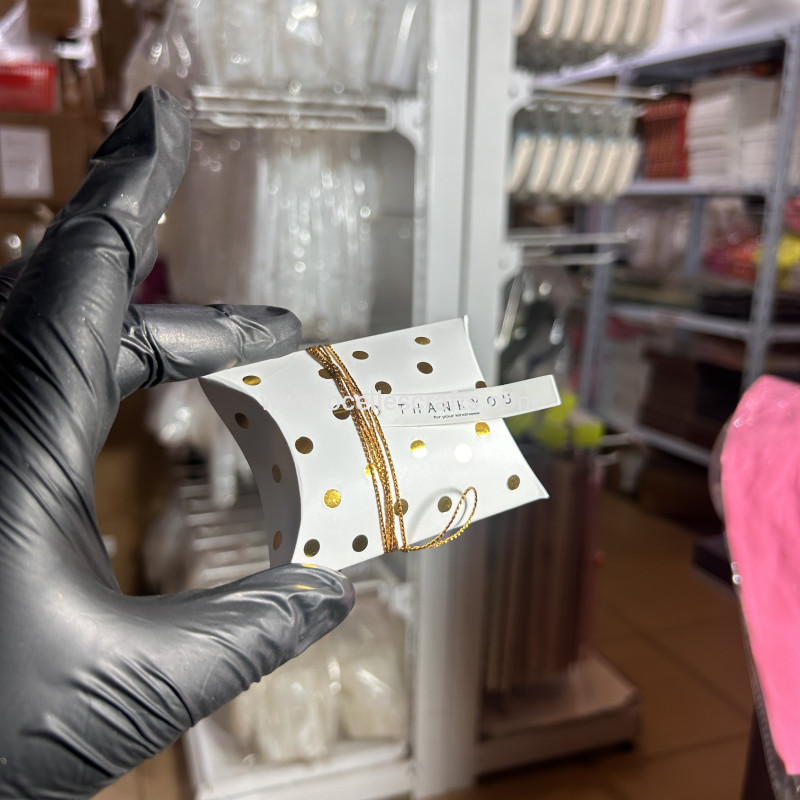 50pcs Gold Polka Dot Pillow Box for packaging Keychains