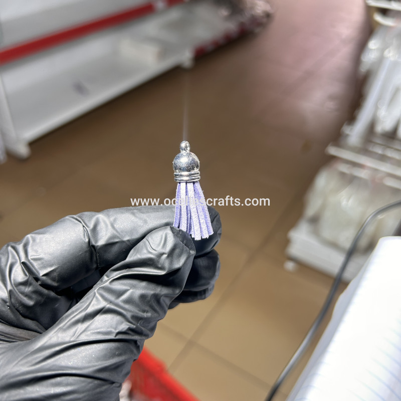 Lavender Silver Cap Leather Tassel