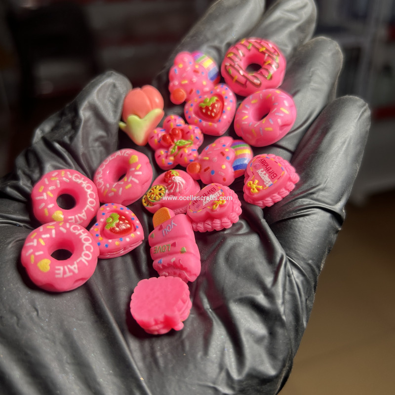 Hot Pink Flat back Resin Charms for Junk Phonecase