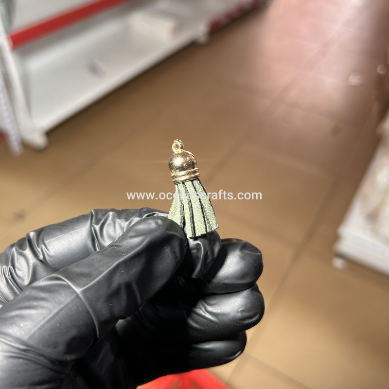 Army Green Gold Cap Leather Tassel