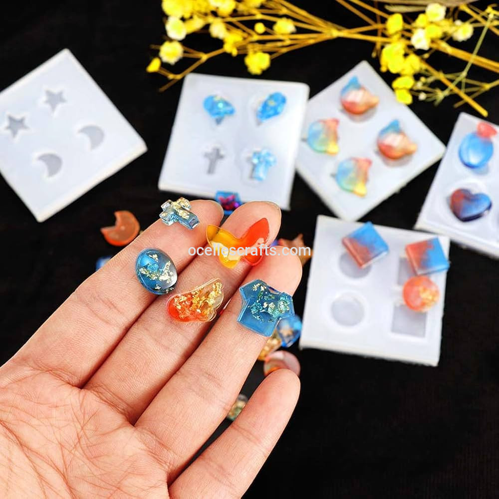 Mini Stud Earring Mold with 4 cavities