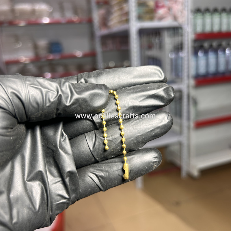 Gold metal bead chain for frame and signage molds
