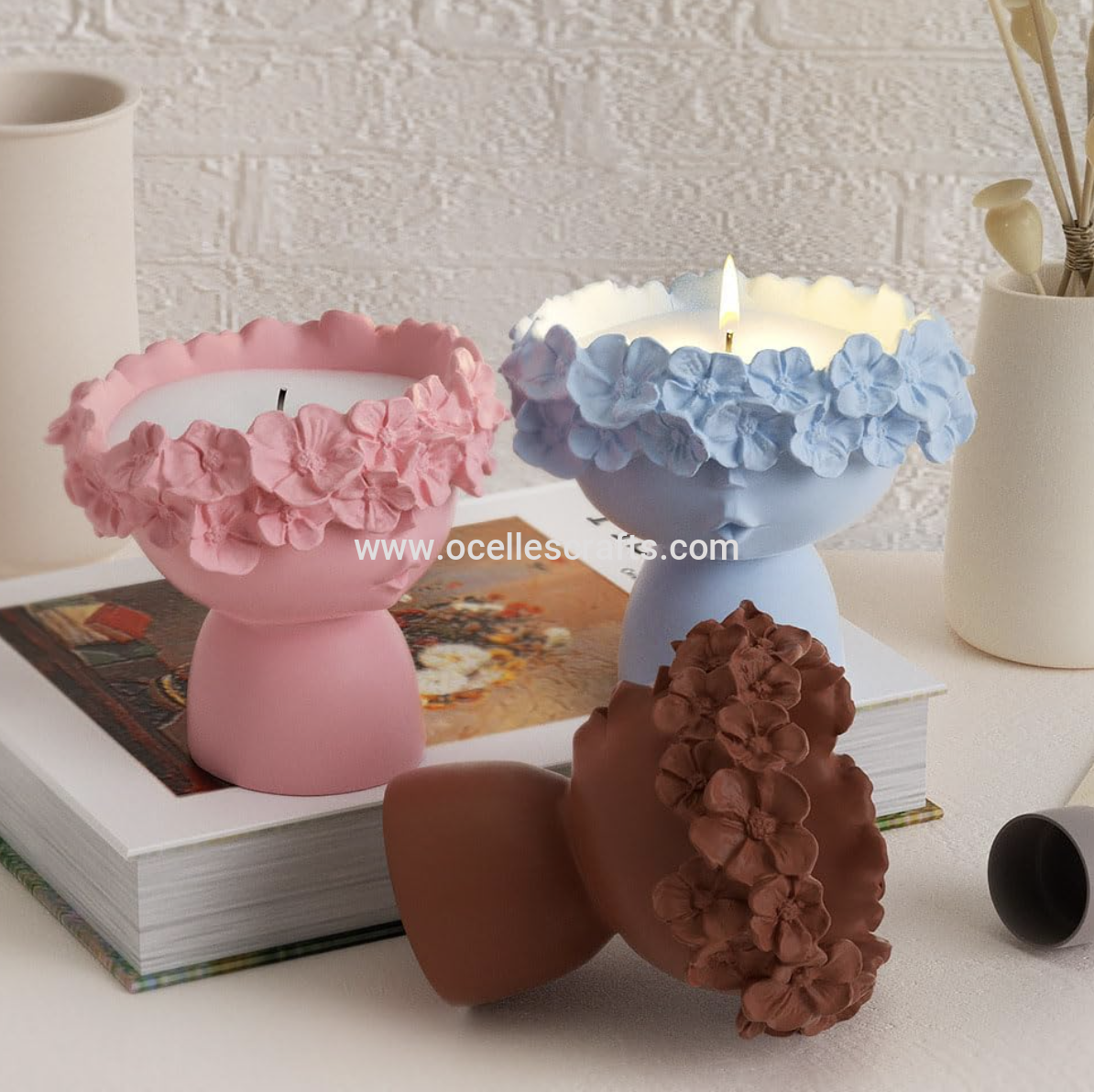 Cute Girl Decorative Garland Flower Vase Mold