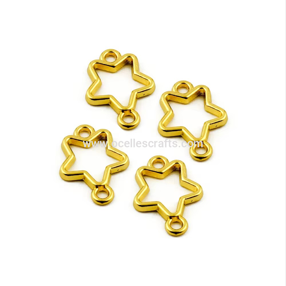 6pcs gold star bracelet open back bezel