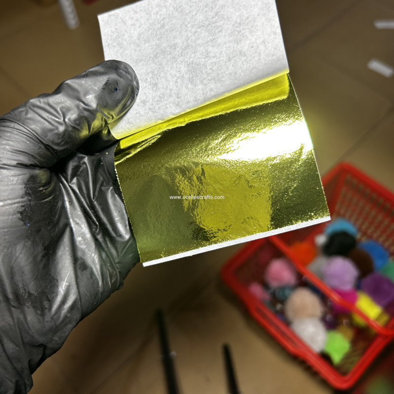 12 pcs Metallic Yellow leaf sheets or foil flakes