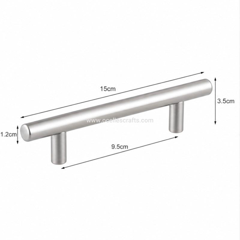 2pcs Silver T-shaped Tray Handle
