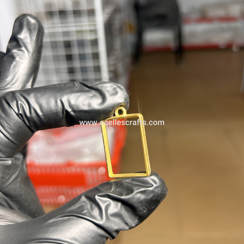 Gold Rectangle open back bezel for pendant or earring