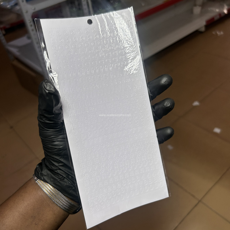 PVC White Lowercase Alphabet Sticker with Numbers