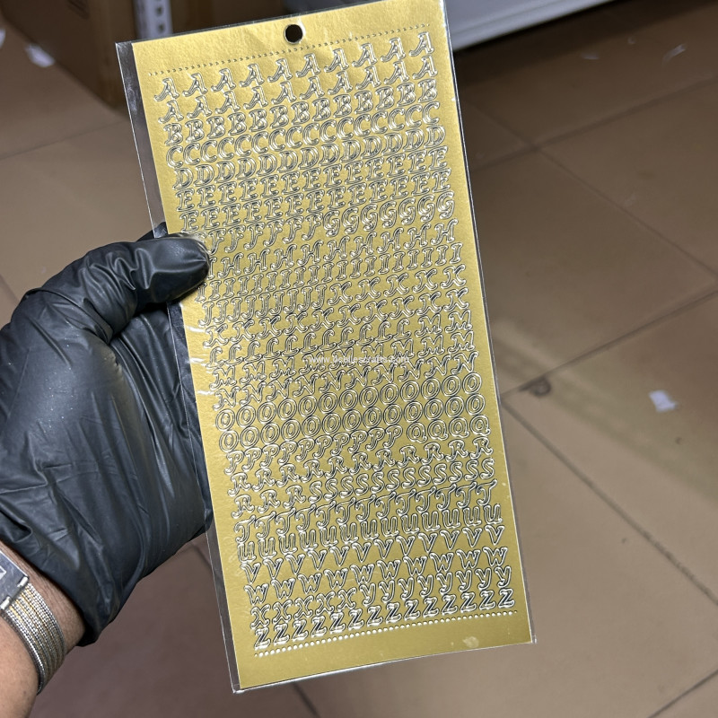 PVC Gold Uppercase Alphabet Sticker with Numbers