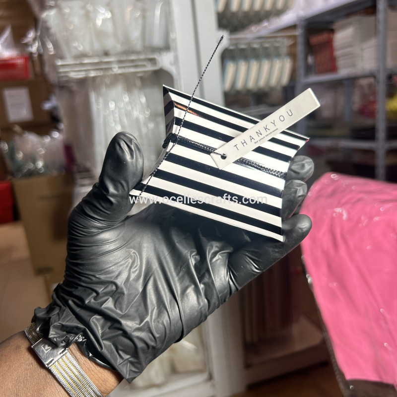 50pcs Black Striped Pillow Box for packaging Keychains