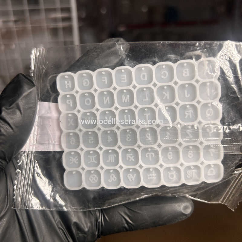 48 Cavity Mini Square Single Hole Alphanumeric Charm Mold