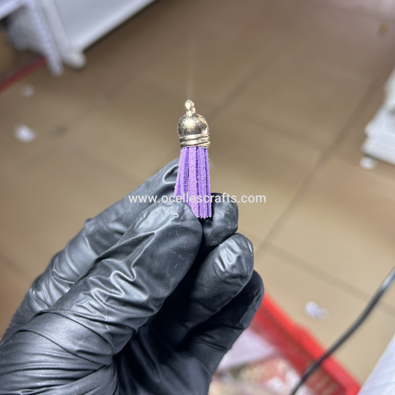 Purple Gold Cap Leather Tassel