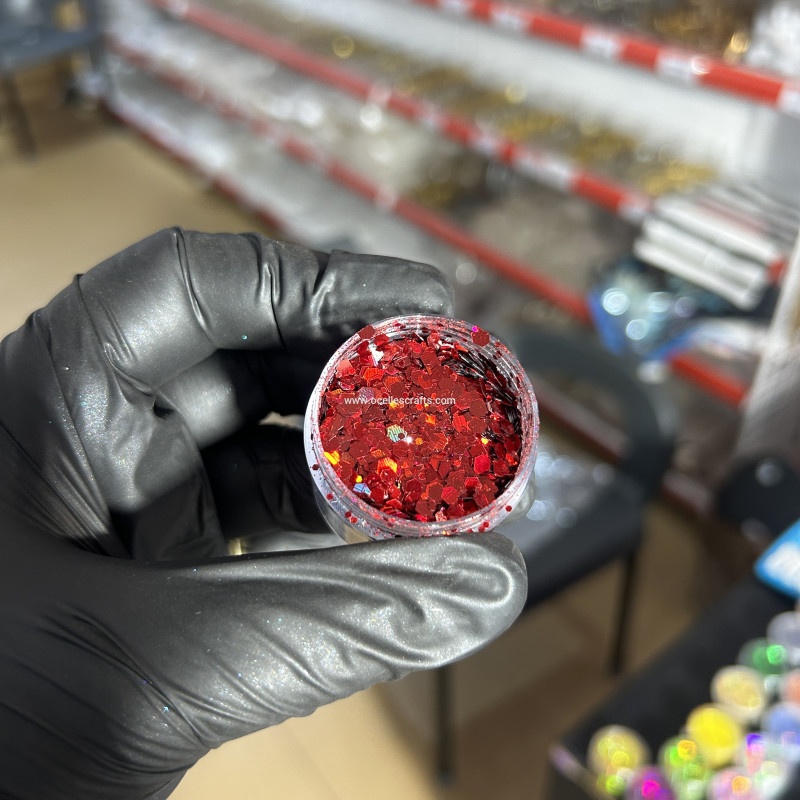 Dark Red Holographic Chunky Glitter