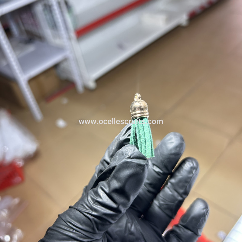 Green Gold Cap Leather Tassel
