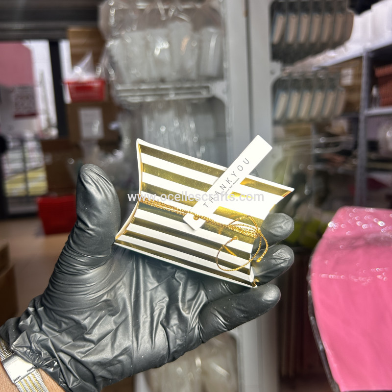 50pcs Gold Striped Pillow Box for packaging Keychains
