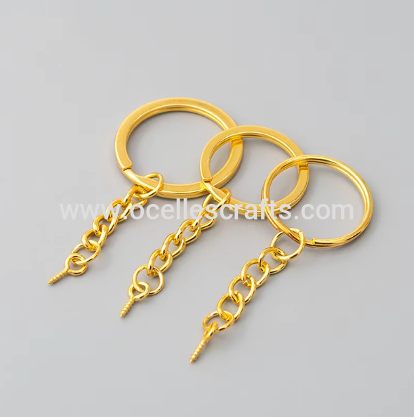16 pcs Gold keyrings with eyescrews