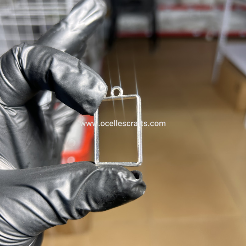 Silver Rectangle open back bezel for pendant or earring