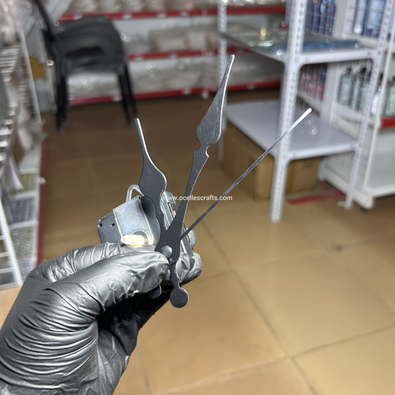 Black Long Clock Hands With Clock Engine or Mechanism