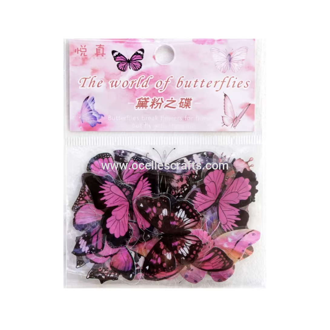 40pcs Pink butterfly Stickers