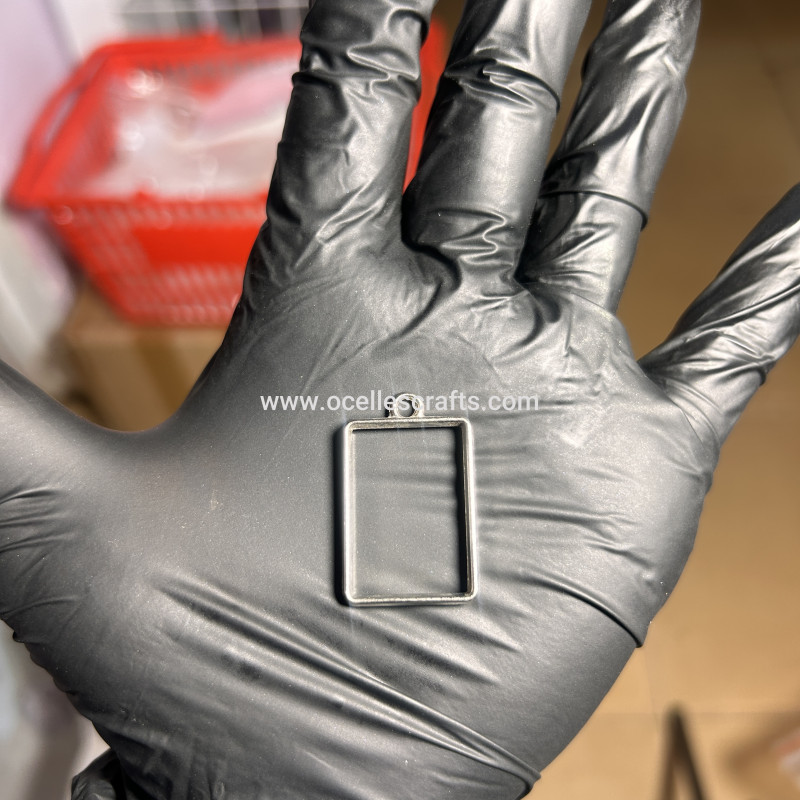 Silver Rectangle open back bezel for pendant or earring